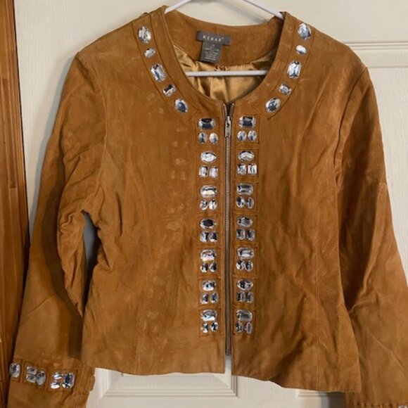 Kenar Suede Jacket Women's Size 14 with Rhinestones - Picture 1 of 4